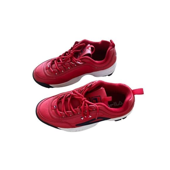 Fila Mens Red Disruptor II Premium Leather Athletic Sneakers Shoes Size 10 - Picture 3 of 8